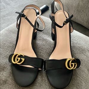 Gucci Marmont Mid-heel Sandal Black Leather size 40